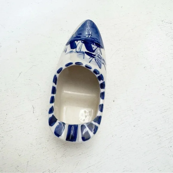 Vintage Delft Blue Small Clog Ashtray Hand Painted Holland Windmill - Picture 8 of 13